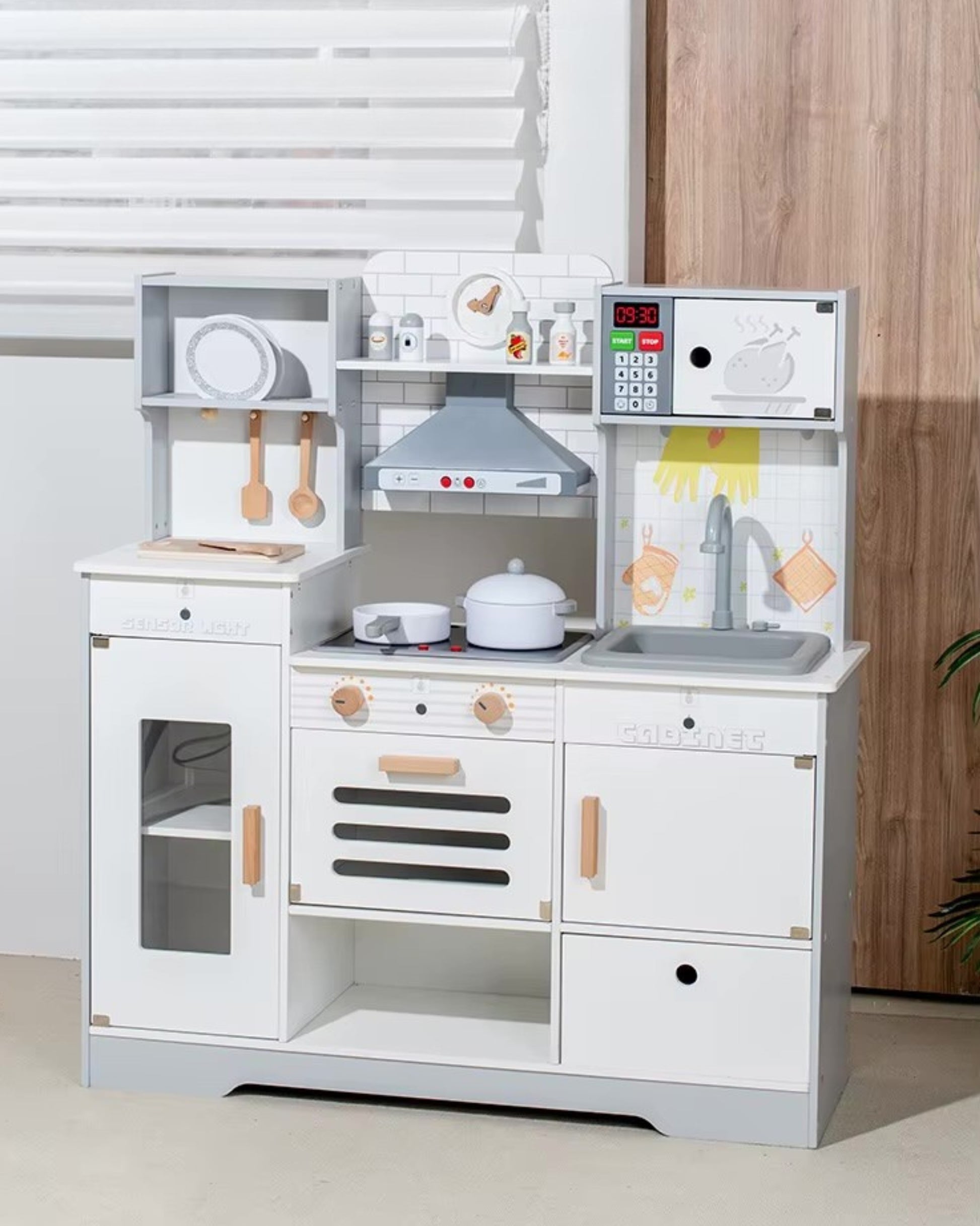 Pretend Play Kitchen Set - Montessori Wooden Toys