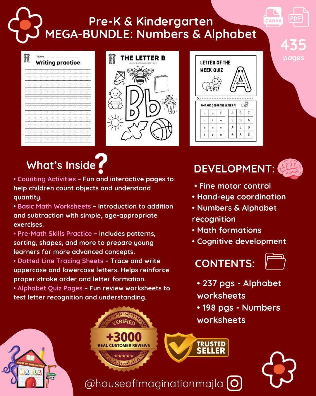 MEGA BUNDLE 123 & ABC Worksheets - B&W