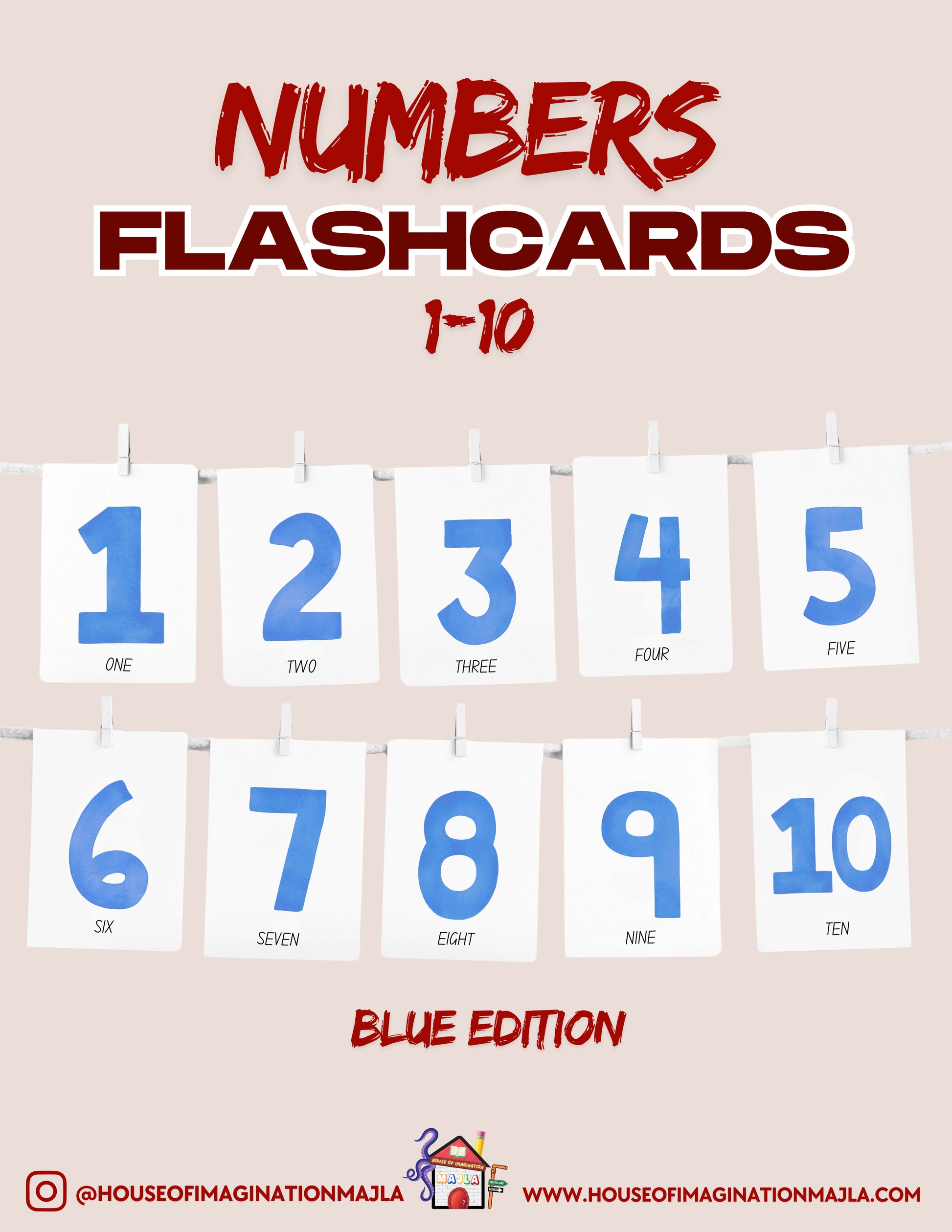 English - Numbers Flashcards - Blue Edition