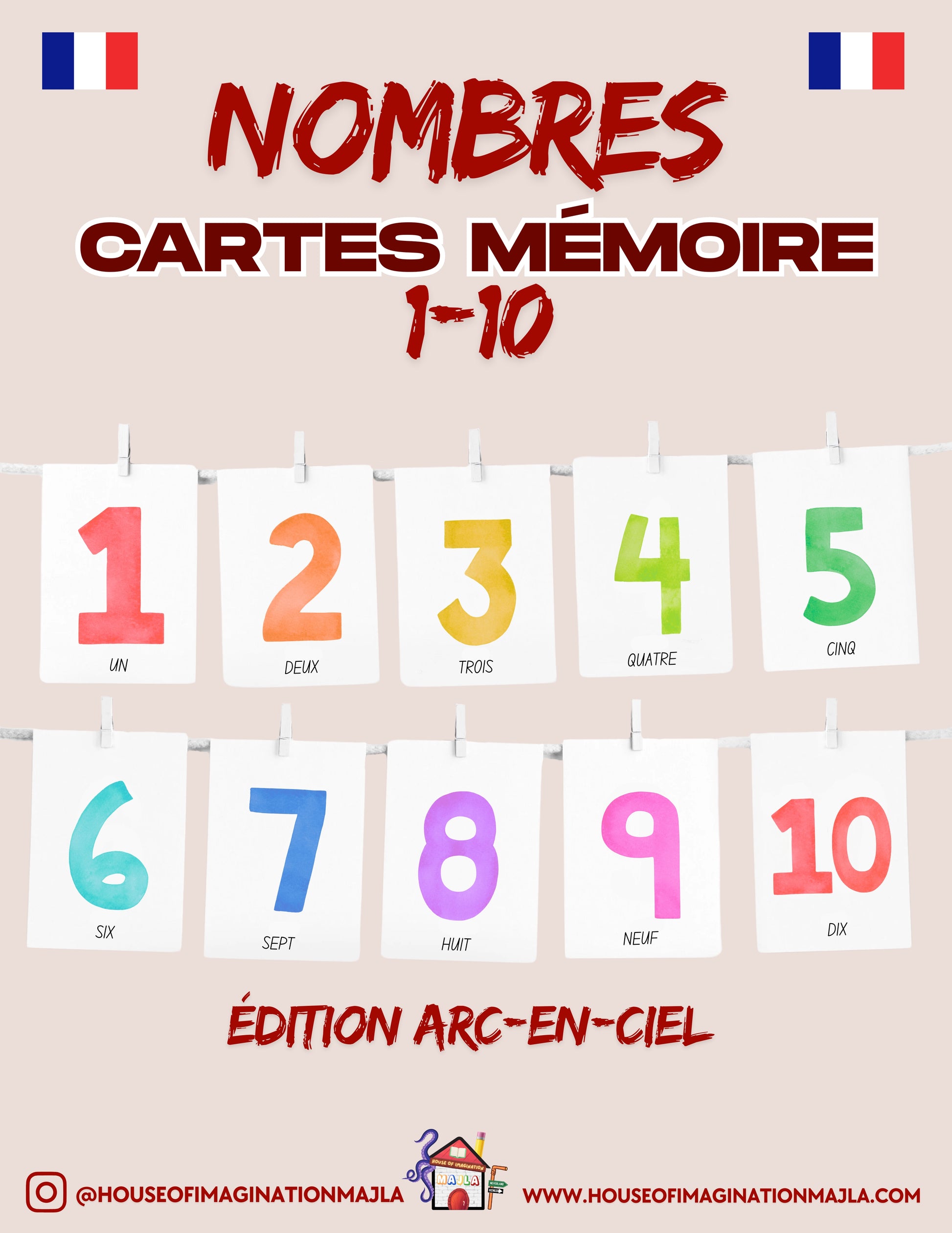 French - Carte Mémoire - Nombres