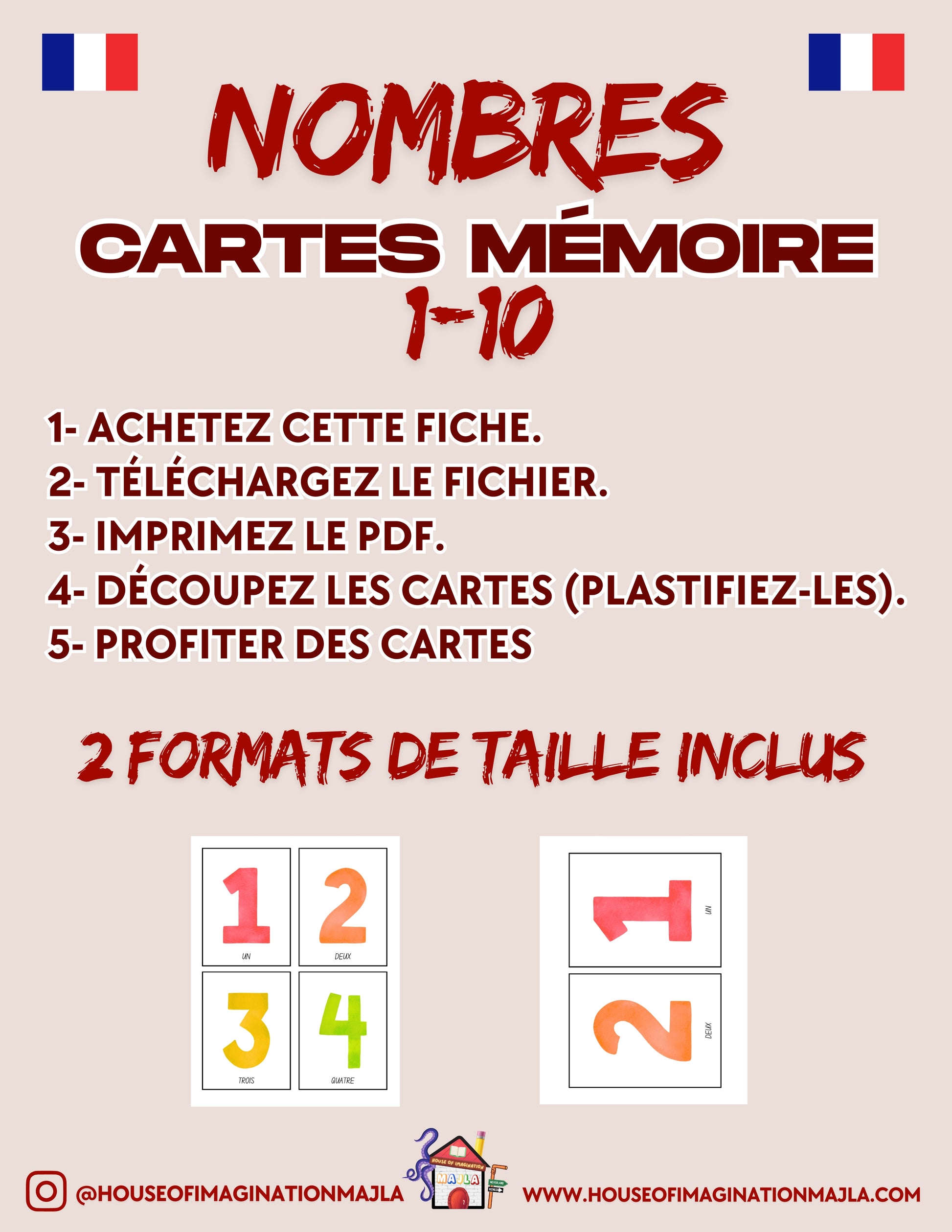 French - Carte Mémoire - Nombres