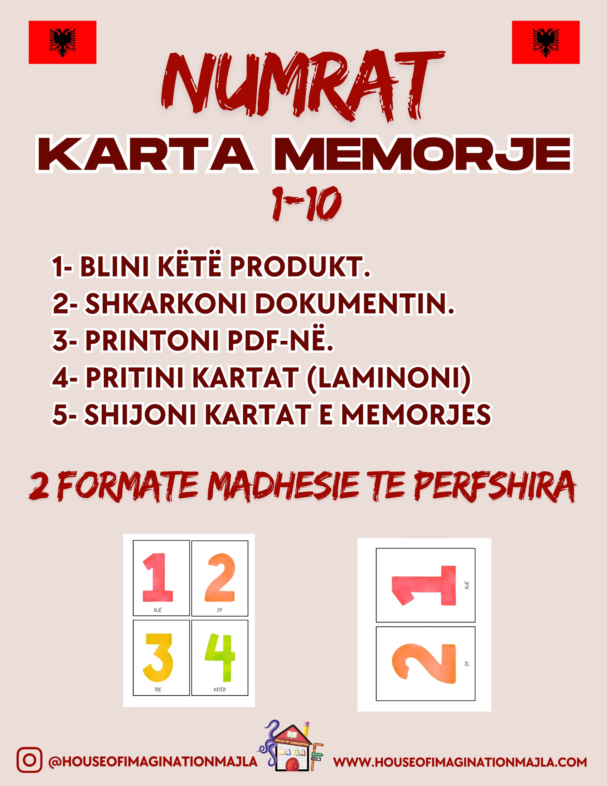 Albanian - Karta Memorje - Numrat